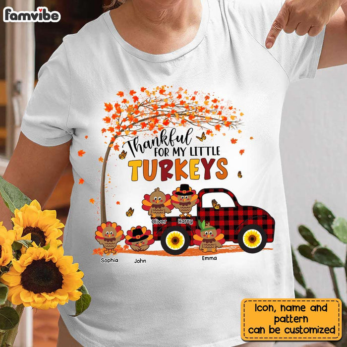 Personalized Grandma Thankful For My Little TurKeys Fall Truck Shirt - Hoodie - Sweatshirt NB52 32O28 1