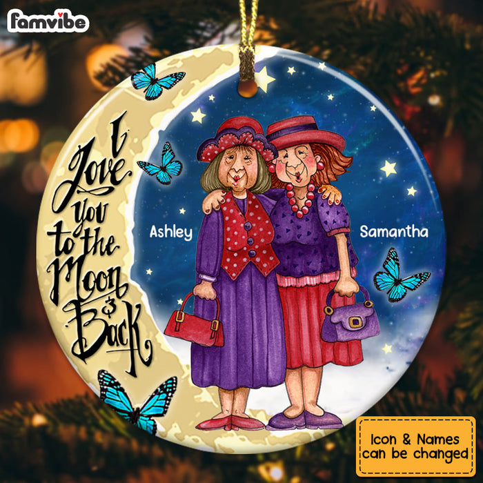 Personalized Old Friends Love To The Moon And Back Circle Ornament NB71 30O53 1