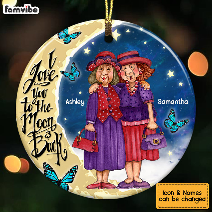 Personalized Old Friends Love To The Moon And Back Circle Ornament NB71 30O53 1