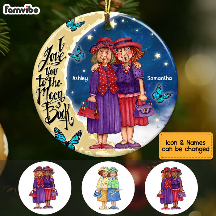 Personalized Old Friends Love To The Moon And Back Circle Ornament NB71 30O53 1