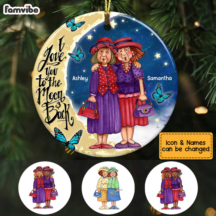 Personalized Old Friends Love To The Moon And Back Circle Ornament NB71 30O53 1