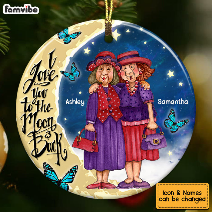 Personalized Old Friends Love To The Moon And Back Circle Ornament NB71 30O53 1