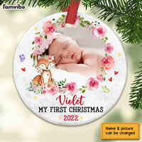 Personalized Baby First Christmas Rose Fox Circle Ornament NB46 30O68 thumb 1