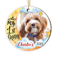 Personalized My First Christmas Dog Photo Circle Ornament NB51 23O28 thumb 1