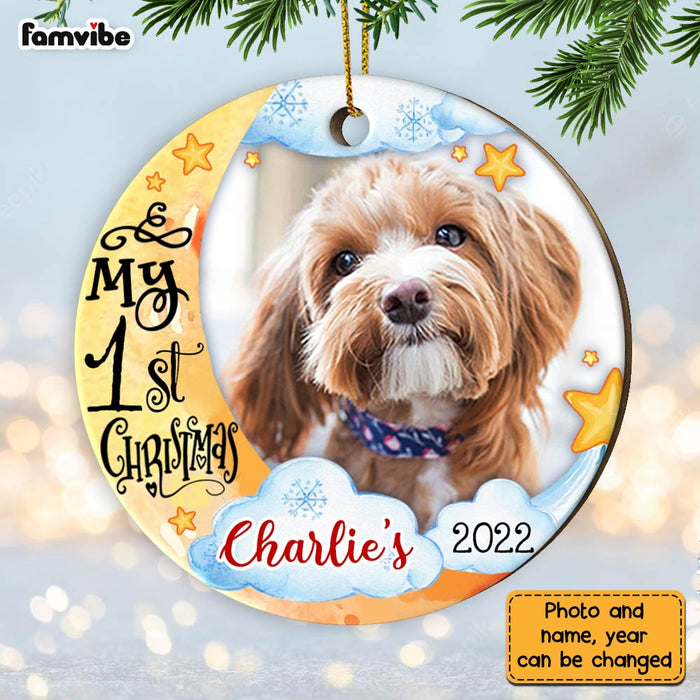 Personalized My First Christmas Dog Photo Circle Ornament NB51 23O28 1