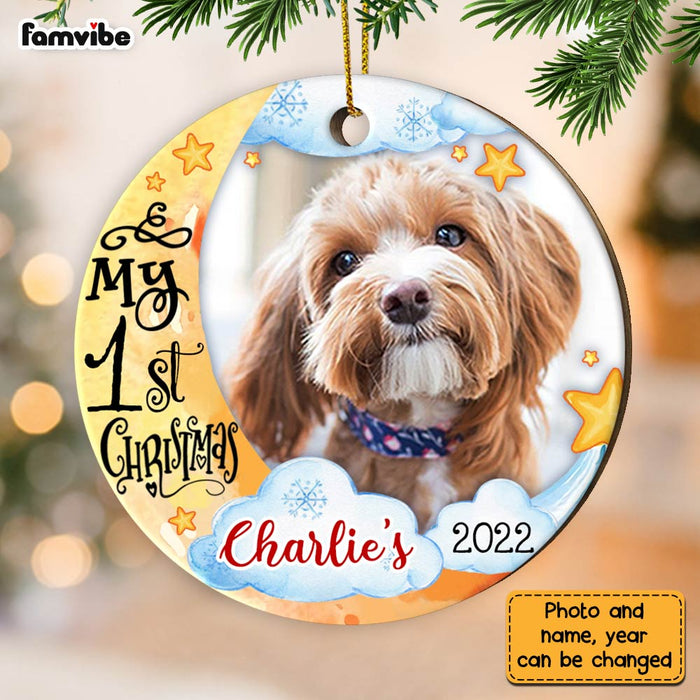 Personalized My First Christmas Dog Photo Circle Ornament NB51 23O28 1