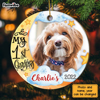 Personalized My First Christmas Dog Photo Circle Ornament NB51 23O28 thumb 1