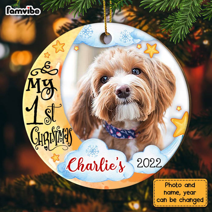 Personalized My First Christmas Dog Photo Circle Ornament NB51 23O28 1