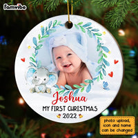 Personalized Photo Baby First Christmas Elephant Circle Ornament NB52 30O28 thumb 1