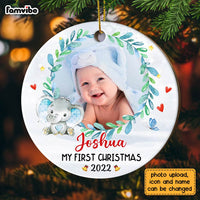 Personalized Photo Baby First Christmas Elephant Circle Ornament NB52 30O28 thumb 1