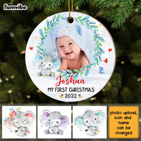 Personalized Photo Baby First Christmas Elephant Circle Ornament NB52 30O28 thumb 1