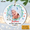 Personalized Photo Baby First Christmas Elephant Circle Ornament NB52 30O28 1