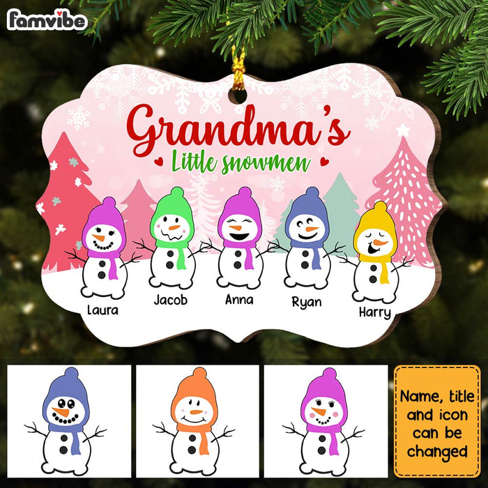 Personalized Grandma's Little Snowmen Christmas Benelux Ornament NB81 58O28 1