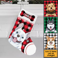 Personalized Christmas Dog Buffalo Plaid Stocking NB223 23O53 thumb 1