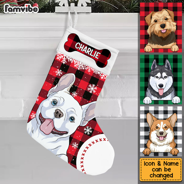 Personalized Christmas Dog Buffalo Plaid Stocking NB223 23O53 1