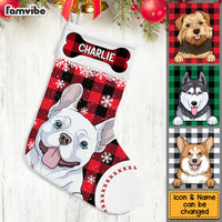 Personalized Christmas Dog Buffalo Plaid Stocking NB223 23O53 thumb 1