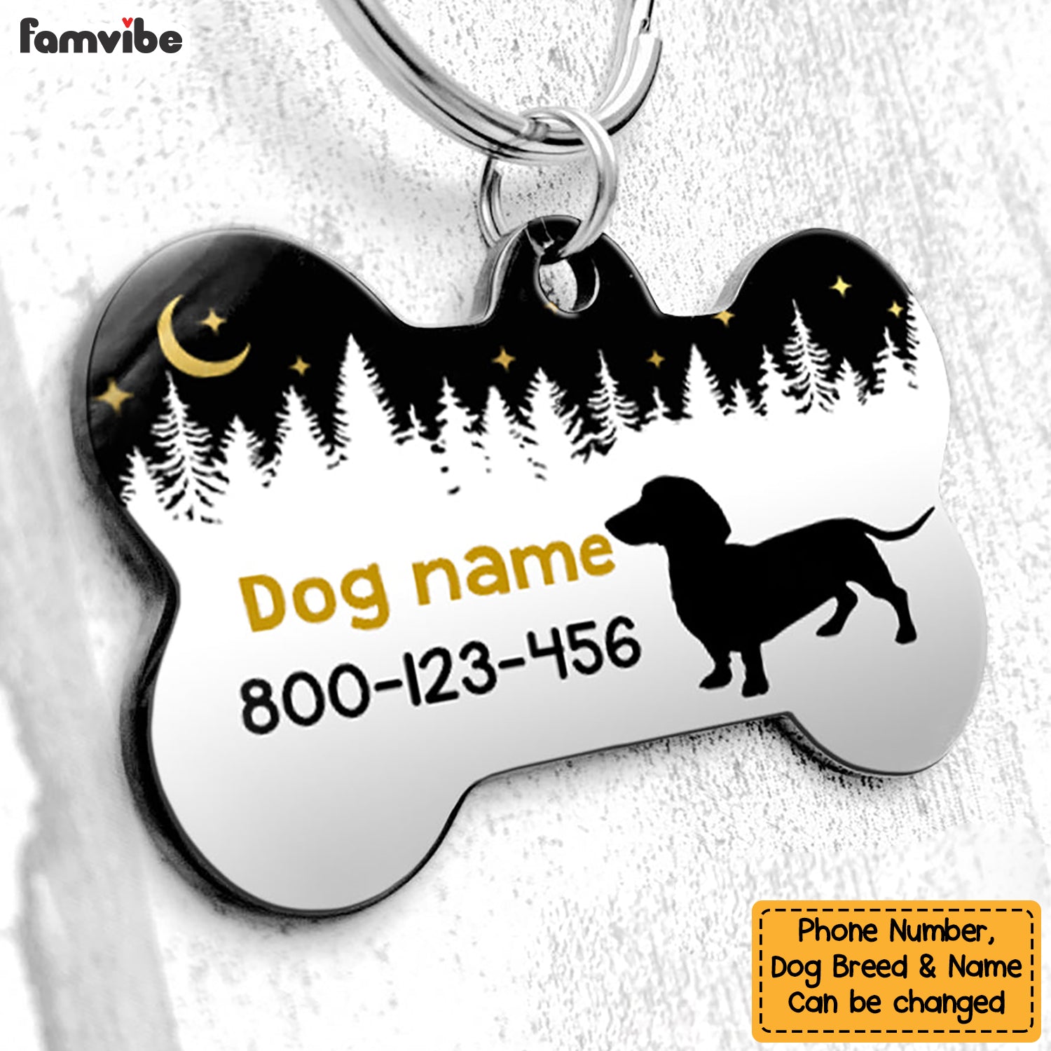 Personalized Dog Mom Dog ID Outdoor Bone Pet Tag NB61 95O47