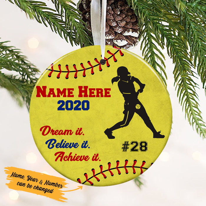 Personalized Baseball Softball  Circle Ornament NB141 95O53 1
