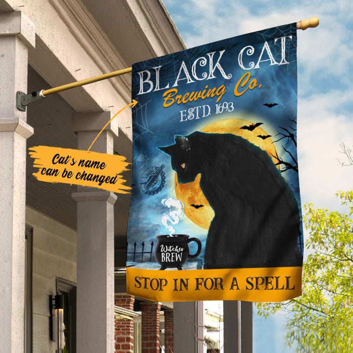 Personalized Black Cat Brewing Company Halloween Flag AG174 81O34 1