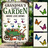 Personalized Grandma Butterflies Garden Metal Sign JN304 30O47 thumb 1