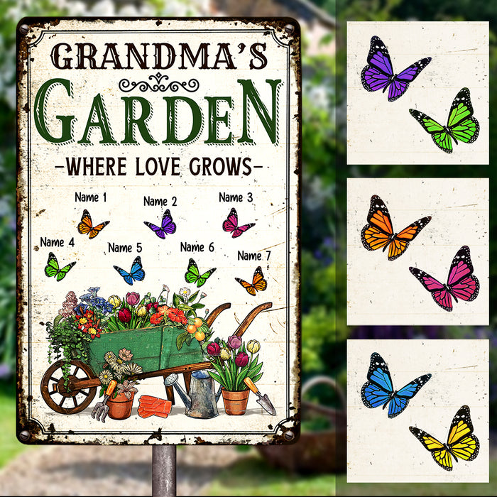 Personalized Grandma Butterflies Garden Metal Sign JN304 30O47 1