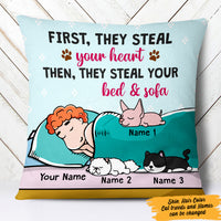 Personalized Cat Steal Your Bed Pillow JR292 29O47 thumb 1