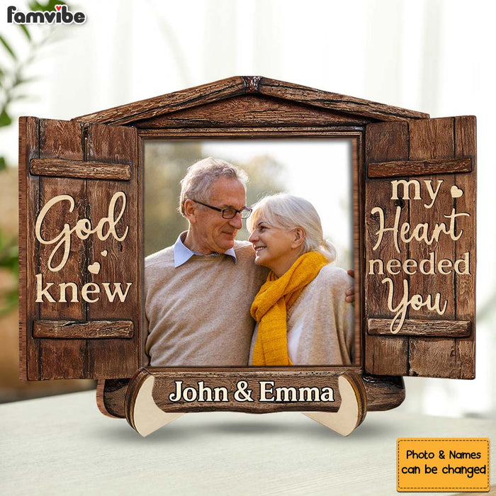 Personalized Gift For Couple God Knew My Heart Needed You 2 Layered Wooden Plaque 31676 1