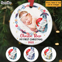 Personalized  Baby First Christmas Elephant Photo Circle Ornament NB111 32O47 thumb 1