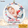 Personalized  Baby First Christmas Elephant Photo Circle Ornament NB111 32O47 1