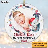 Personalized  Baby First Christmas Elephant Photo Circle Ornament NB111 32O47 thumb 1