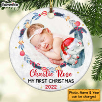 Personalized  Baby First Christmas Elephant Photo Circle Ornament NB111 32O47 thumb 1