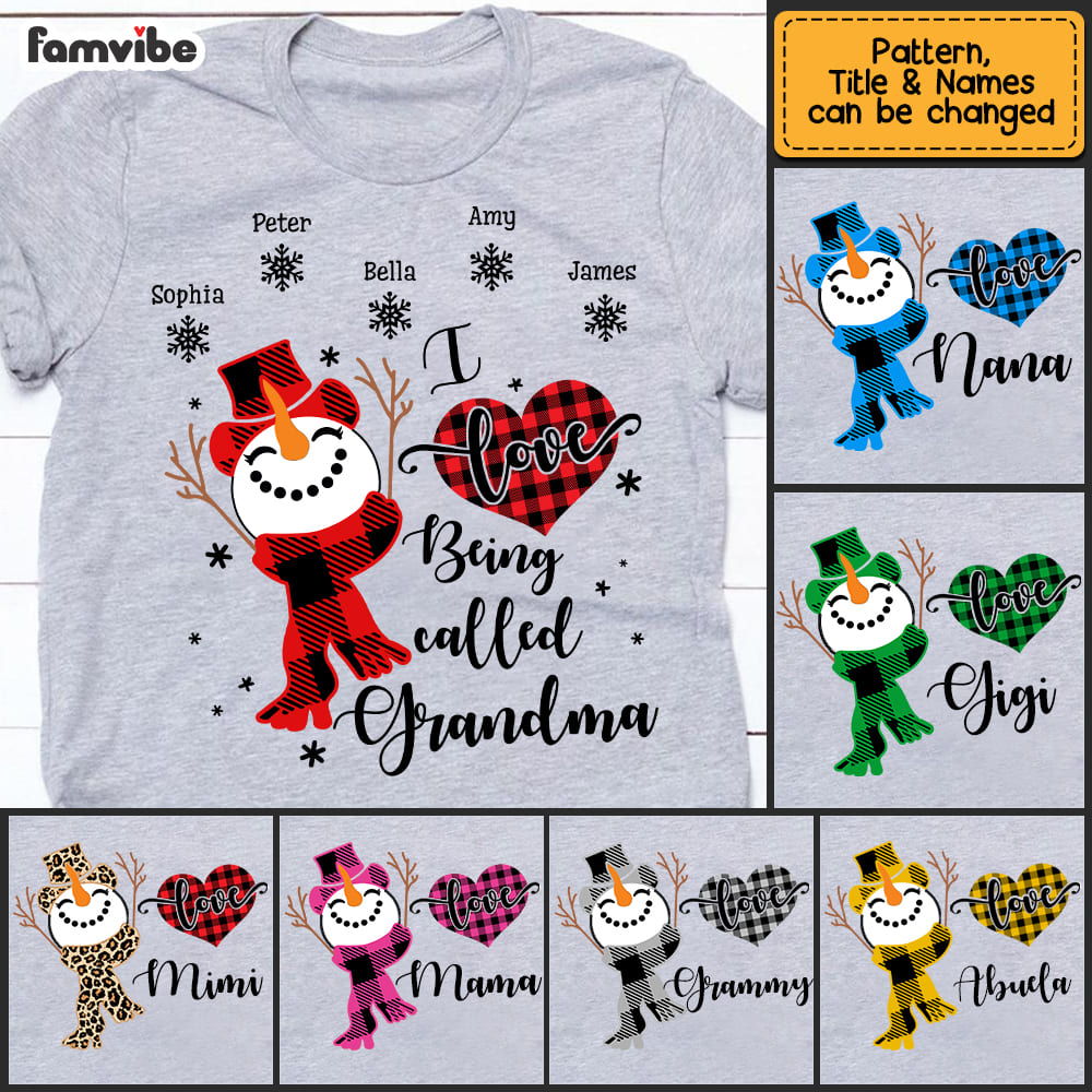 Personalized I Love Being Called Grandma Snowman Christmas Shirt NB92 58O53 Primary Mockup