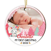 Personalized Baby First Christmas Elephant Circle Ornament NB92 32O28 thumb 1
