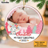 Personalized Baby First Christmas Elephant Circle Ornament NB92 32O28 1