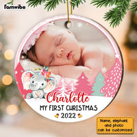Personalized Baby First Christmas Elephant Circle Ornament NB92 32O28 thumb 1