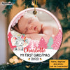 Personalized Baby First Christmas Elephant Circle Ornament NB92 32O28 1