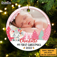 Personalized Baby First Christmas Elephant Circle Ornament NB92 32O28 thumb 1
