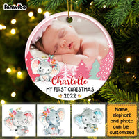 Personalized Baby First Christmas Elephant Circle Ornament NB92 32O28 thumb 1
