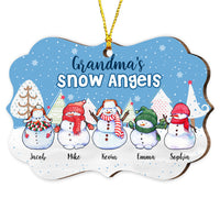 Personalized Grandma's Snow Angel Snowman Christmas Benelux Ornament NB163 23O53 thumb 1