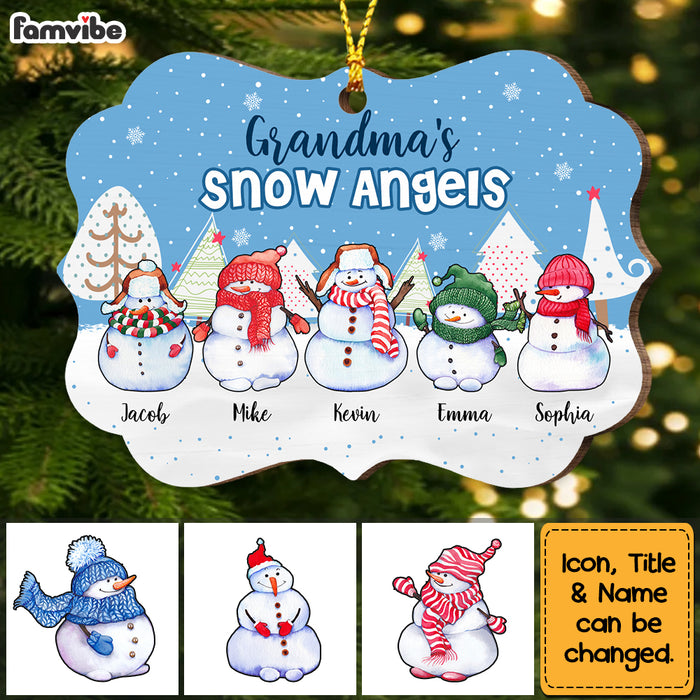 Personalized Grandma's Snow Angel Snowman Christmas Benelux Ornament NB163 23O53 1