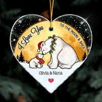 Personalized White Bear Grandma And Grandkid Heart Ornament 22038 thumb 1