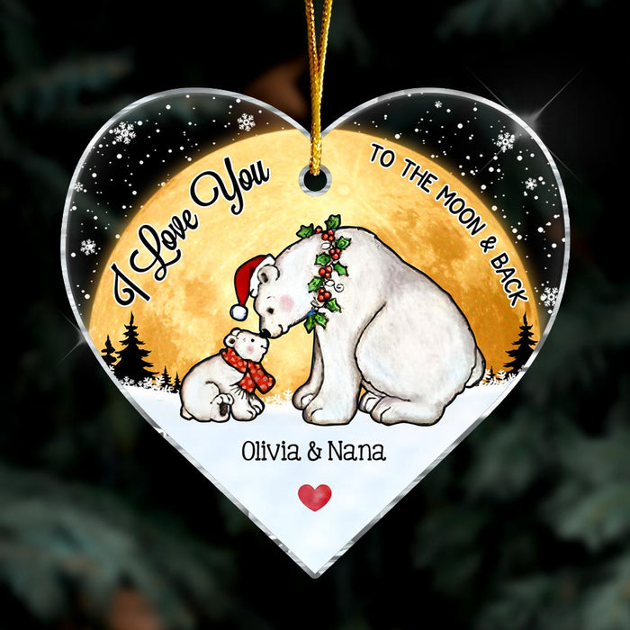 Personalized White Bear Grandma And Grandkid Heart Ornament 22038 1