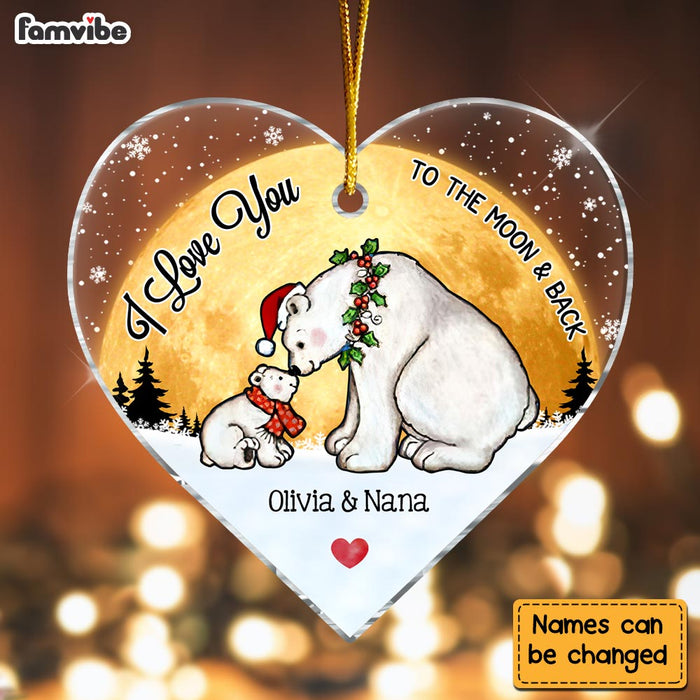 Personalized White Bear Grandma And Grandkid Heart Ornament 22038 1