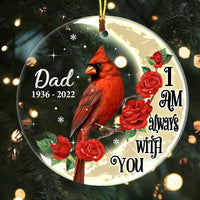 Personalized I Am Always With You Cardinal On The Moon Circle Ornament NB101 30O47 thumb 1