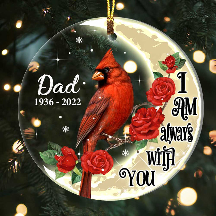 Personalized I Am Always With You Cardinal On The Moon Circle Ornament NB101 30O47 1