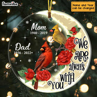 Personalized I Am Always With You Cardinal On The Moon Circle Ornament NB101 30O47 thumb 1
