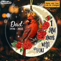 Personalized I Am Always With You Cardinal On The Moon Circle Ornament NB101 30O47 thumb 1
