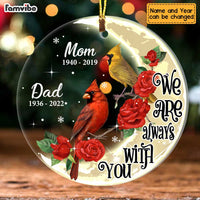 Personalized I Am Always With You Cardinal On The Moon Circle Ornament NB101 30O47 thumb 1