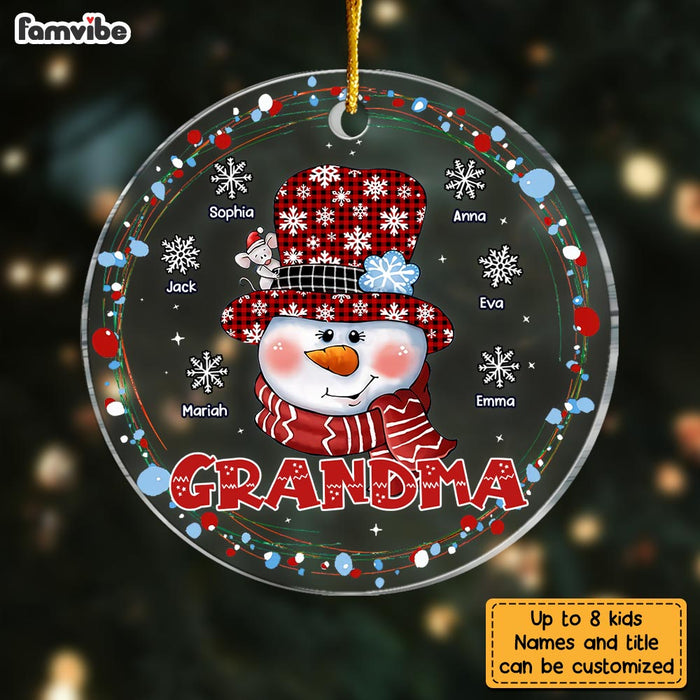 Personalized Grandma Snowman Circle Ornament NB213 36O28 1