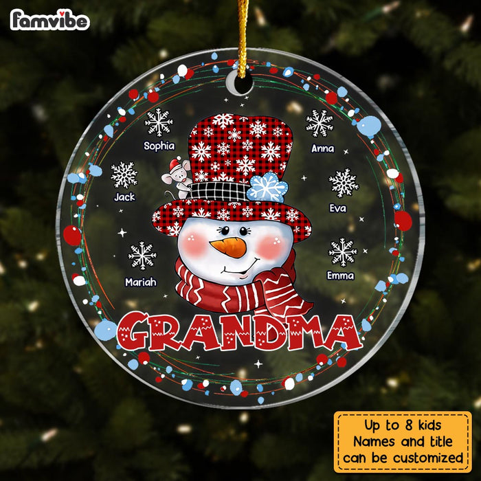 Personalized Grandma Snowman Circle Ornament NB213 36O28 1